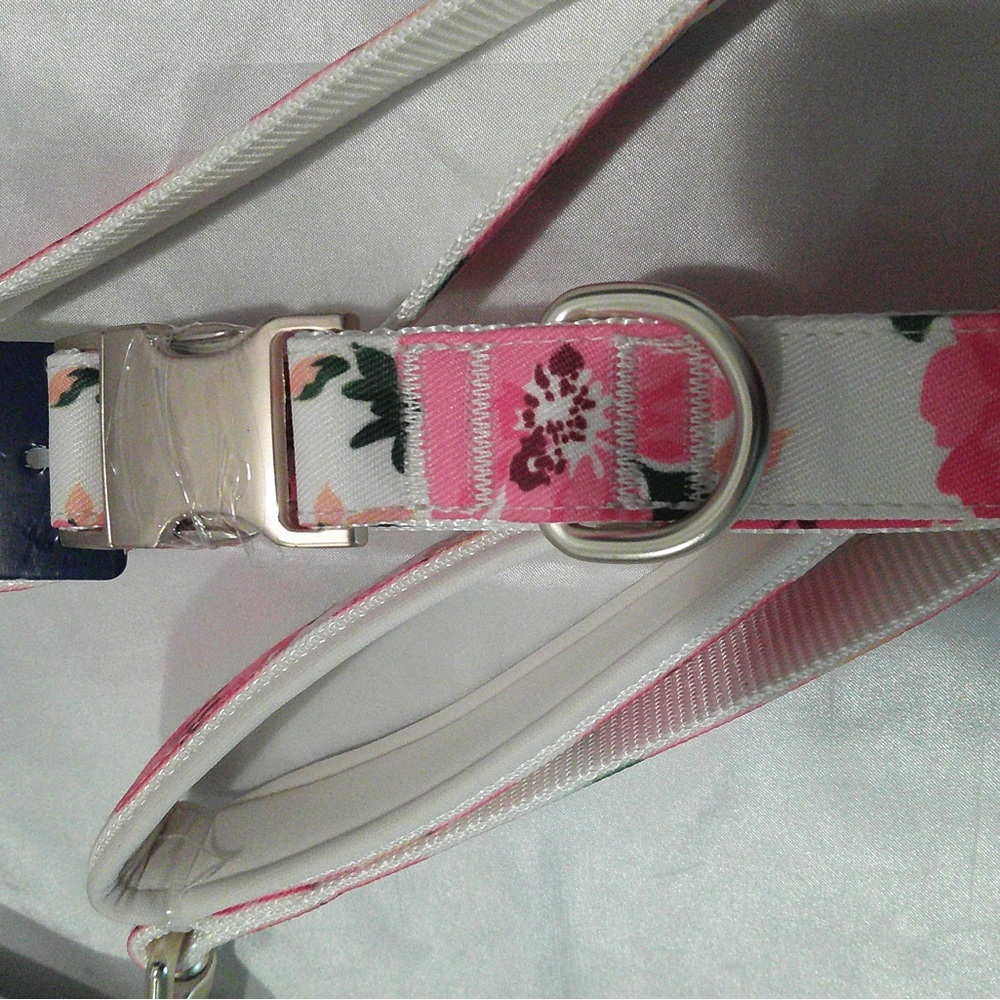 Top Paw White/Pink Floral Collar & Leash Set (L) - Picture 4 of 6